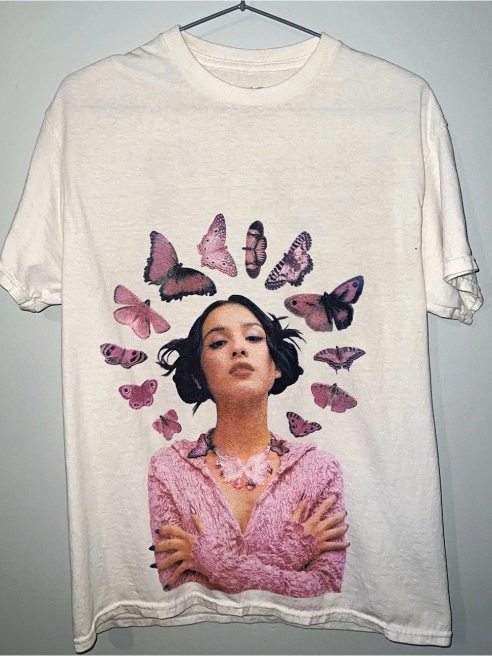 Olivia Rodrigo Sour Tour Concert Merch Butterfly Graphic White Pink T-Shirt